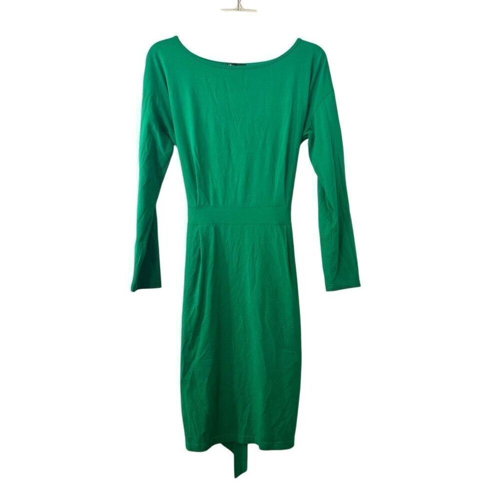 Pretty Garden Long Sleeve Tie Back Knit Stretch Green Bodycon Dress Size Large